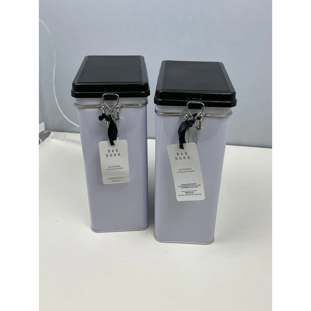 NWT Rae Dunn Metal Canisters 8.5 Inches Tall Sugar & Salt Set